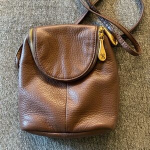 HOBO Brown Leather Crossbody Bag with Gold Hardware